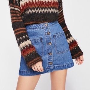 We the Free People Don't Get Me Wrong Denim Button-Front Mini Skirt